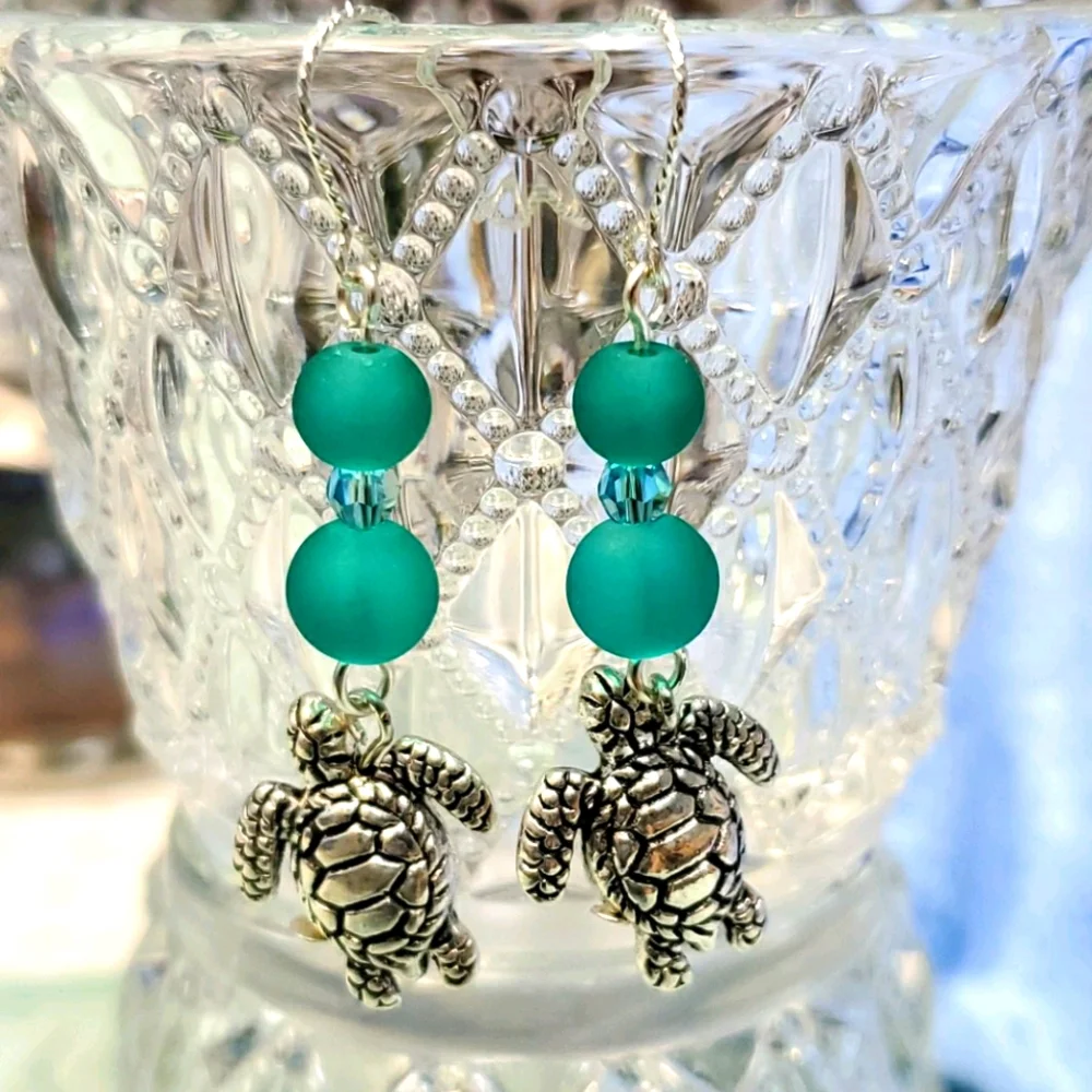 Twisted Sterling Silver Turtle Earrings!